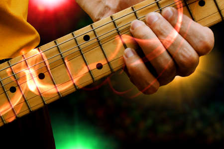 abstract expression guitar player on stageの写真素材
