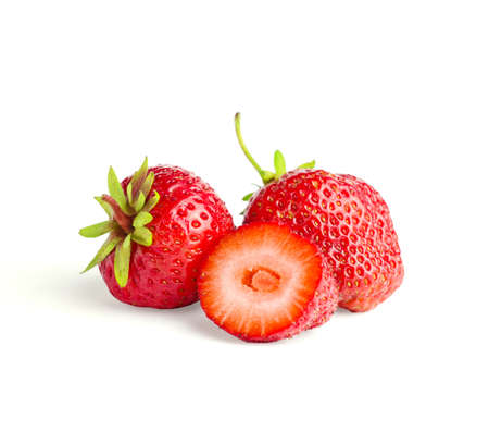 Fresh strawberry isolated on white. の写真素材