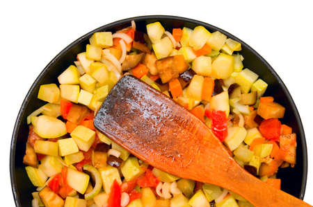 Fresh vegetable mix in pan.の写真素材