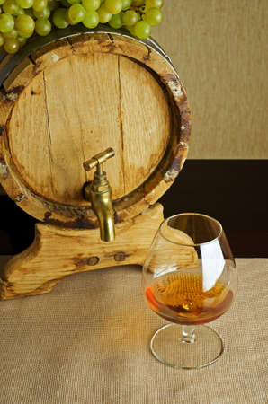 Glass of brandy on the table.の写真素材
