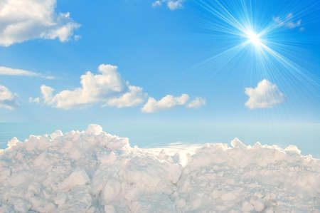 frozen winter. snow and sky.の写真素材