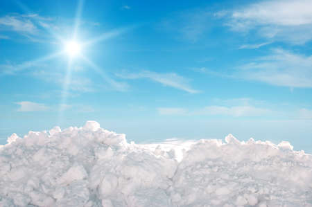 Frozen winter. Snow and sky.の写真素材