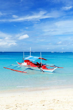 Boats on Boracay island, Philippines.の写真素材