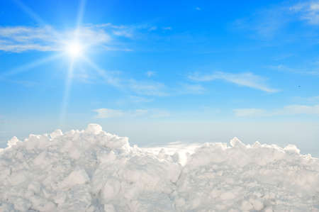 Frozen winter. Snow and sky.の写真素材