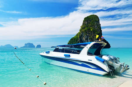 Clear water and blue sky. KrabipProvince, Thailand.の写真素材