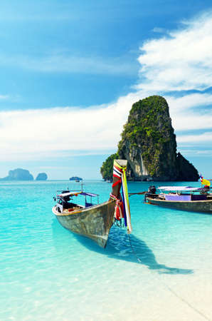 Clear water and blue sky. Krabi province, Thailand.の写真素材