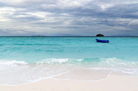 Tropical beach at cloudy weather. の写真素材