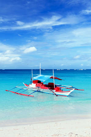 Boats on Boracay island, Philippines.の写真素材
