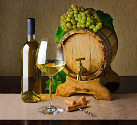 White wine on the table.の写真素材