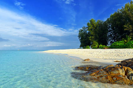 Tropical beach. Blue sky and clear water.の写真素材