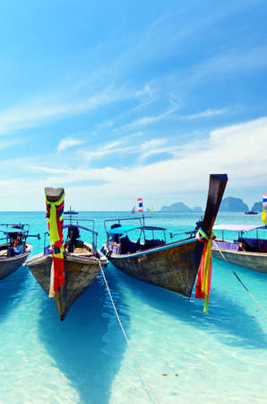 Clear water and blue sky. Krabi province, Thailand.の写真素材