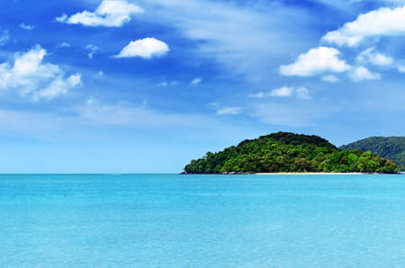Blue sky and clear water at Langkawi beach, Malaysia.の写真素材