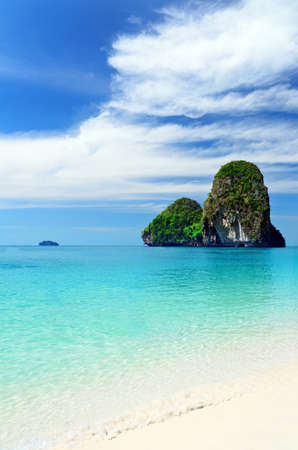 Clear water and blue sky. Krabi province, Thailand.の写真素材