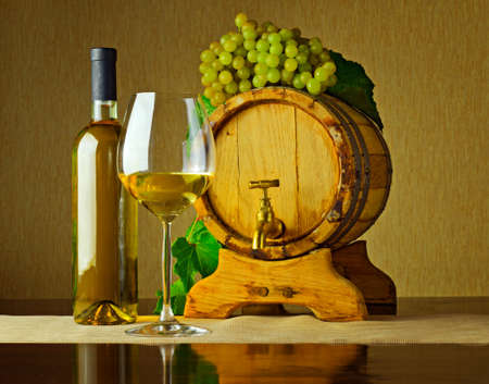 White wine on the table.の写真素材