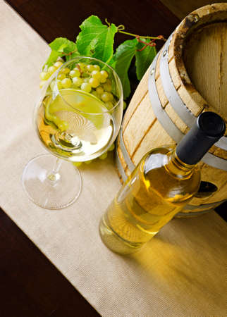 White wine on the table の写真素材