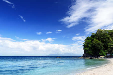 Blue sky and clear water  The White Beach, Puerta Galera, Philippines の写真素材