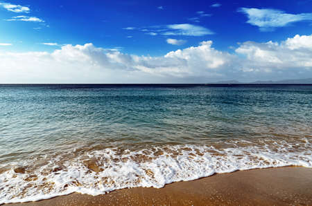 Blue sky and clear water  The White Beach, Puerta Galera, Philippines の写真素材