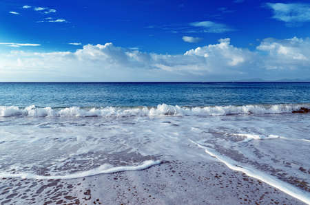 Blue sky and clear water  The White Beach, Puerta Galera, Philippines の写真素材