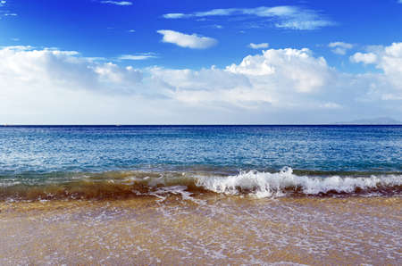 Blue sky and clear water  The White Beach, Puerta Galera, Philippines の写真素材