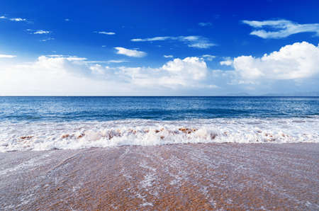 Blue sky and clear water  The White Beach, Puerta Galera, Philippines の写真素材