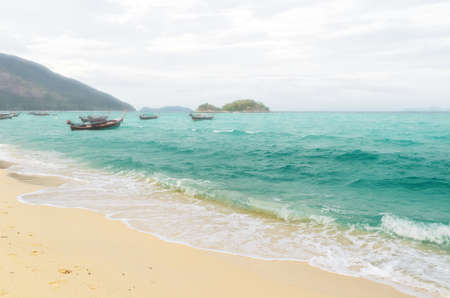 Tropical beach at cloudy weather. の写真素材