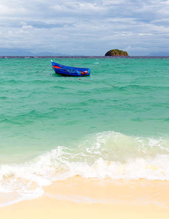 Tropical beach at cloudy weather. の写真素材
