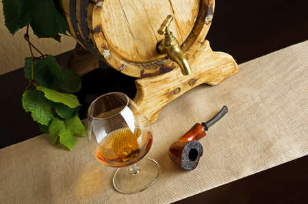 Glass of brandy on the table.の写真素材