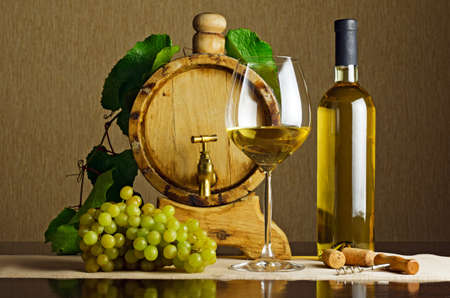White wine on the table の写真素材