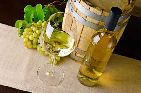 White wine on the table の写真素材