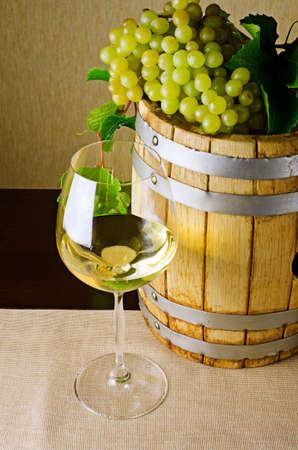 White wine on the table の写真素材