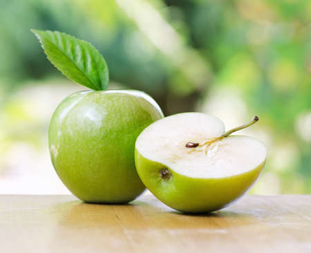 Green apples in the garden  Shallow DOF の写真素材
