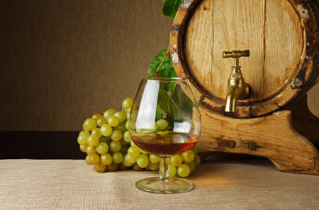 Glass of brandy on the table.の写真素材