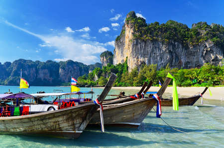 Clear water and blue sky. Krabi province, Thailand.の写真素材