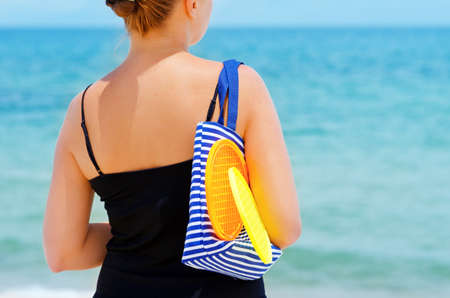 Young woman on the tropical beach.の写真素材