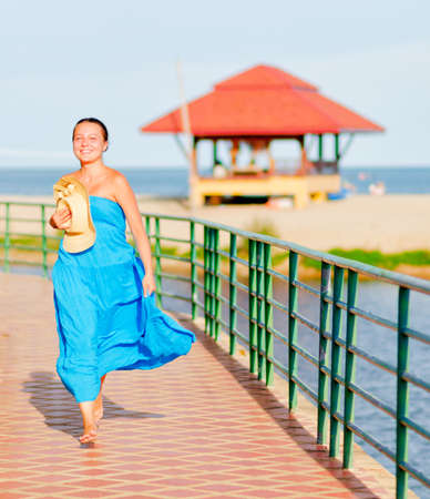 Young woman enjoy on seaside の写真素材