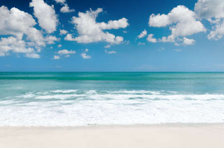 White sand beach and blue sky.の写真素材