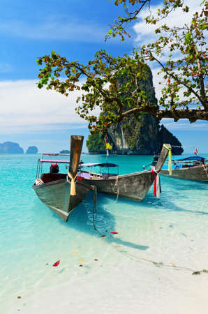 Clear water and blue sky. Krabi province, Thailand.の写真素材
