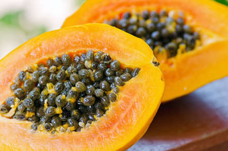Yellow papaya in the garden. Shallow DOF.の写真素材