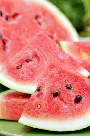 Sliced watermelon on a plate の写真素材