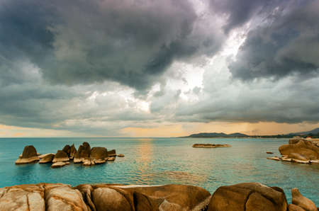 Blue tropical sea at sunset  Samui Island, Thailand 