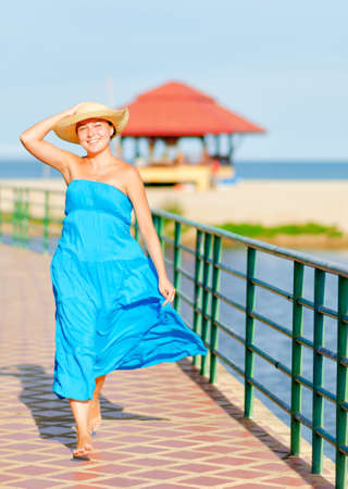 Young woman enjoy on seaside の写真素材