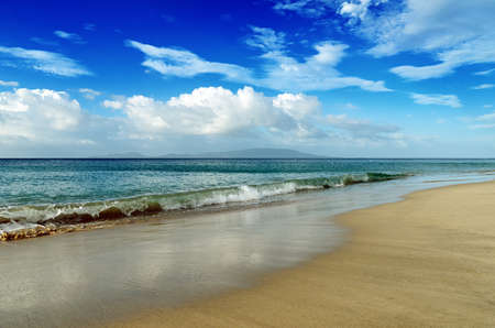 Blue sky and clear water  The White Beach, Puerta Galera, Philippines の写真素材