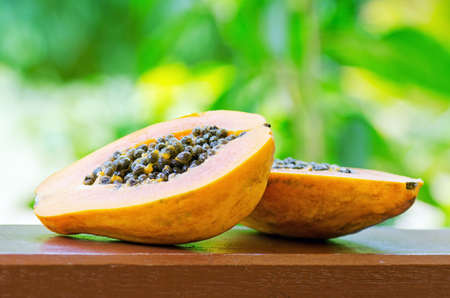 Yellow papaya in the garden  Shallow DOF の写真素材