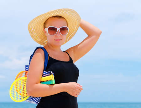 Young woman on the tropical beach.の写真素材