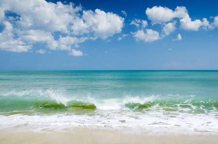 White sand beach and blue sky.の写真素材