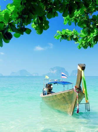 Clear water and blue sky. Krabi province, Thailand.の写真素材