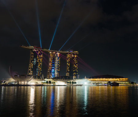 Singapore city skyline at night.のeditorial素材