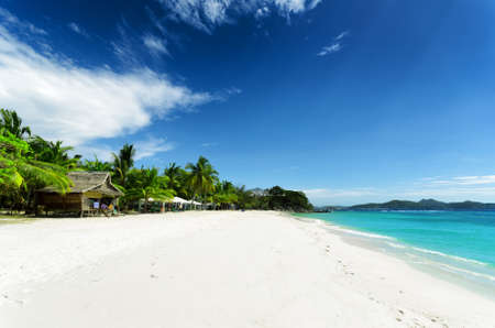 White sand beach and blue sky. Coron, Busuanga island, Palawan province, Philippines.の写真素材