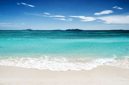 White sand beach and blue sky. Coron, Busuanga island, Palawan province, Philippines.の写真素材