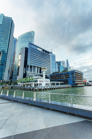 SINGAPORE - NOVEMBER 1: View of skyscrapers in Marina Bay on November 1, 2012 in Singapore. Singapore is the world's fourth leading financial centre.のeditorial素材